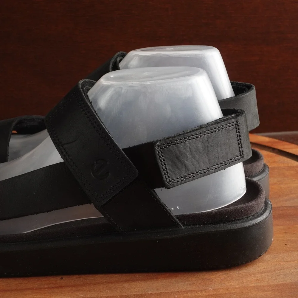 Ecco Sandals Mens SZ EU 43 US 9-9.5 BLK Flowt Leather Comfort Adjustable Shoes